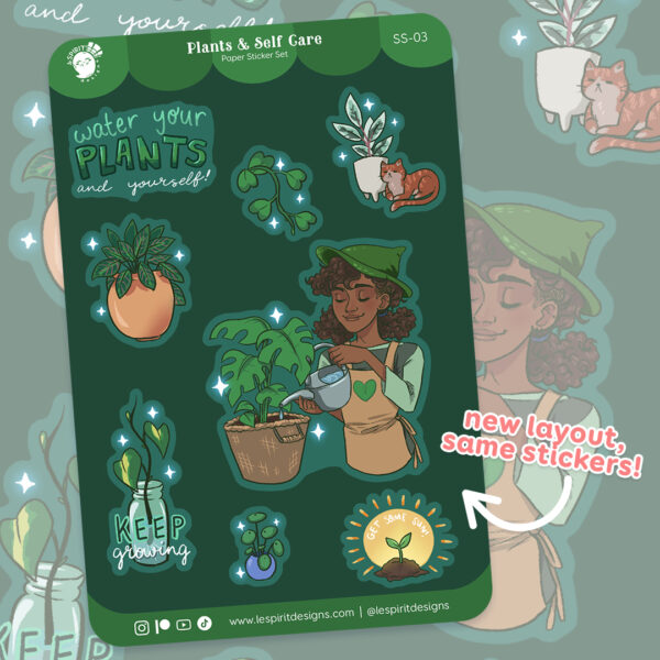 Plants & Self Care ~ Paper Sticker Sheet