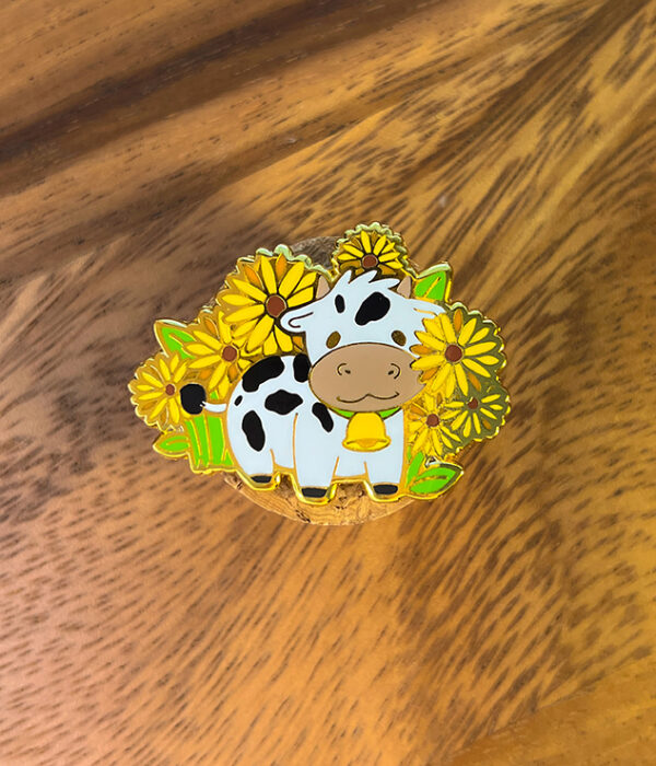 Sunflower Cow ~ Enamel Pin ~ March 2023 Pin Club - Image 3