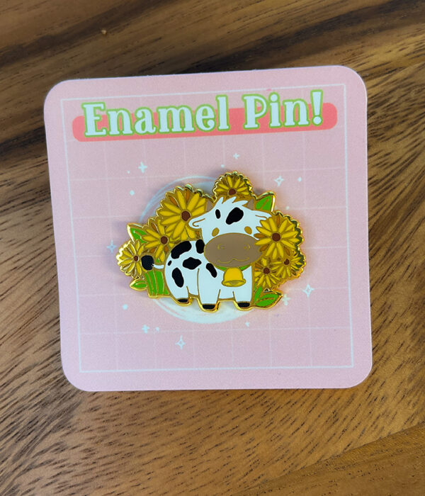 Sunflower Cow ~ Enamel Pin ~ March 2023 Pin Club - Image 2