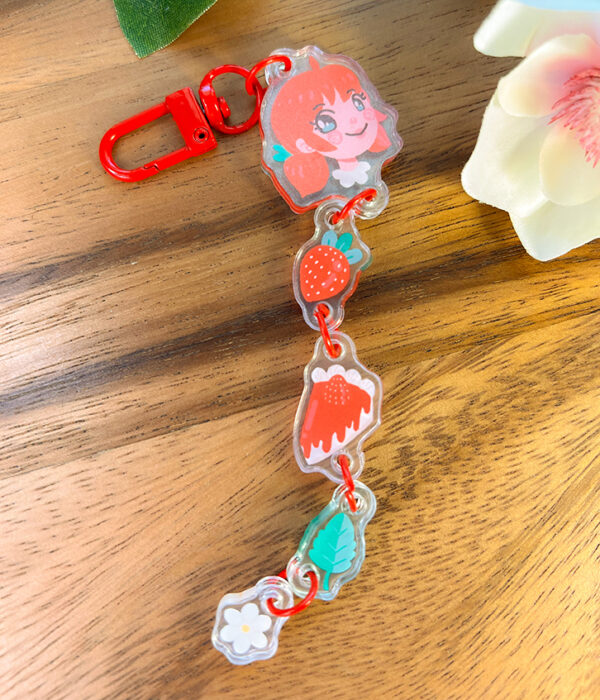 Little Strawberries ~ Linked Acrylic Keychain - Image 2